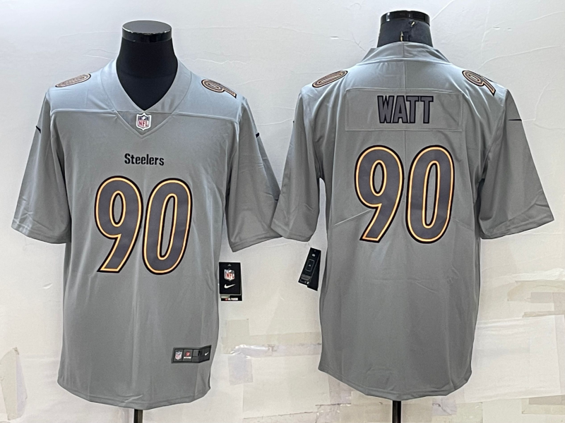 Men's Pittsburgh Steelers #90 T.J. Watt Grey Atmosphere Fashion Stitched Jersey Men's Pittsburgh Steelers #90 T.J. Watt Grey Atmosphere Fashion Stitched Jersey